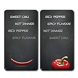 Kesper 3652513 Multi-Glasschneideplatte, 2-er Pack, Motiv: Chili, Maße: 52 x 30 x 0,8 cm