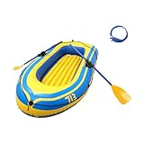 predolo Kajak-Set zum Aufblasen mit Bootsruder und 4 Luftkammern, Robustes PVC-Schlauchboot für Familienausflüge, Gelb