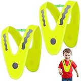 Leichte Warnweste Kinder,2 Stück V-Form Signalkragen Reflektorweste Kinder, Reflektierende Jacke Kinder, Sicherheitsweste Kinder, Warnschutzweste zur Sicherheit der Kinder - Waschbar