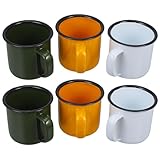 BESPORTBLE 6 Stück Teiliges Emaille Wasserglas Vintage Look Hitzebeständig Vielseitig für Kaffee Tee Saft Milch Geeignet für Zuhause Büro und Gastronomie Zufällige Farbe Zufällige Farbe