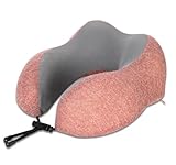 AZHKJKZH Nackenhörnchen Erwachsene Memory Foam Reise-Nackenkissen, Verstellbar, Gestrickt, Reisekissen Für Flugzeug Und Auto Reise Gadgets(Pink)