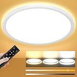 Deckenlampe Led Deckenleuchte Dimmbar mit Fernbedienung - 24W 2400LM Ø30cm H2.4cm Rund Flach LED Panel Decke Lampe für Schlafzimmer Badezimmer Küche Wohnzimmer Kinderzimmer 3000K-6500K IP44 Ultra Dünn
