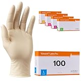 Latexhandschuhe 100 Stück | L | Puderfreie Latex Handschuhe Weiß | Texturiert, reißfest & elastisch | Untersuchungshandschuhe Einweg für Pflege & Kosmetik | Gr. XS, S, M, L, XL