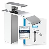 Bächlein Badarmatur Tamina in Wasserfall-Design, Einhebelmischer mit langlebiger Keramikkartusche und Montage-Set, Bad Wasserhahn Chrom