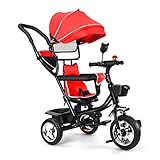 Baby-Dreirad, skalierbar, 4-in-1, multifunktionales Dreirad für Kinder, Dreirad, das mit Ihrem Baby wächst, groß, Rot