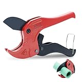 CCLIFE 42mm PVC Rohrschere mit Ratsche, SK-5 Hochkohlenstoffstahl Stahlklinge, Profi Rohrschneider Rohr Schere für PVC/PE/PP/PEX/PPR