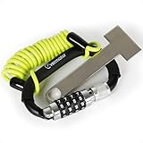 evermotor Motorrad Helmschloss, Kabelschloss mit Sicherheitscode + Flexibles Stahlkabel + T-Adapter, für Motorradhelm, Fahrradhelm, Kinderwagen und Snowboard