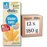 Alete bewusst Kinderkeks, ab dem 8. Monat, Butterkeks aus Weizen für Kinder, handlich verpackte Kekse als kleiner Snack, perfekt für unterwegs & zwischendurch, Vanille, 12 x 180 g