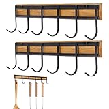 Generisch Küchenutensilienregal, Utensilienbügel | Küchengeschirrhalter Set von 2,Multi-Funktionen Wandmontage 6 Hakenständer für Küchengeschirrtuchschlüsselbeutellager Aufbewahrung