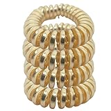 Topkids Accessories 4 x farbige spiralförmige Haargummis Pony O Pferdeschwanz Band Haargummis Elastische Haarbänder Haarschmuck für Frauen & Haarschmuck für Mädchen (4 Stück Gold)