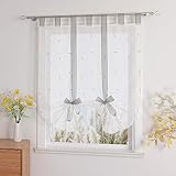 1er-Pack Voile Stickerei Bindegardine mit Schlaufen Raffrollos, Silber, B/H: 120/140cm