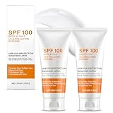 Sonnencreme Lsf 100, Sonnencreme 100 Schutzfaktor, Sonnenschutz Gesicht, Sonnencreme Gesicht mit UV-Schutz, Stärkt den Sonnenschutz des Gesichts, Erfrischend und Nicht Fettend, 50G*2