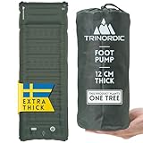 Trinordic Extradicke Aufblasbare Isomatte - 12cm Dick & 70cm Breit mit Fußpumpe & Kissen - Camping Luftmatratze mit Kleines Packmaß für Outdoor, Wandern & Bikepacking