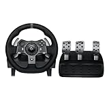 Logitech G G920 Driving Force Racing Wheel und Bodenpedale, Real Force Feedback, Edelstahl-Schalthebel am Lenkrad, Leder-Lenkradbezug für Xbox Series X|S, Xbox One, PC, Mac – Schwarz
