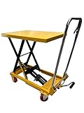 Kraftwelle 150 kg Traglast Hydraulik Scherenhubtisch mobiler Hubwagen Hubtischwagen Plattformwagen Hebebühne mit 4 Polyamid Rollen Gelb