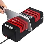 GOREUK Messerschärfer Profi, Chefs Choice, Elektrisches und manuelles Schärfen, Diamantbeschichtet, rutschfeste Basis, 3 in 1 Messerschärfer für Küchenmesser, Scheren, Schraubendreher (Schwarz)