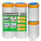 Birllaid 80m Abdeckfolie mit klebeband abklebeband mit folie 4er Set 30cm X 20m 2 Stück;150cm X 20m 2 Stück Maler Abdeckfolie abklebeband mit folie Innen u. Außen