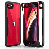 AICEK Kompatibel mit Apple iPhone 7 / iPhone 8 / SE 2020 Hülle, 360 Grad Full Body Handyhülle für iPhone SE New / SE2 TPU Case Bumper mit Displayschutz Schutzfolie Stoßfest Schutzhülle Schwarz