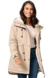 Navahoo Damen Winterjacke mit Teddyfell Winter Jacke warm gefüttert B991 [B991-Ireliaa-Beige-Gr.M]