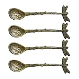 wivixi Set mit 4 Kaffeelöffeln mit langem Griff, einzigartiges Libellen-Muster, Teelöffel, Geschirr für Zuhause, Restaurant