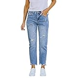Jeanshose Damen High Waist Straight - Stretch Hose Damen High Waist Straight Jeans Mittlere Taille Schlupfhose Denimhose Gerades Bein Jeans Casual Streetwear Vintage Palazzohose Klassisch Jeanshosen