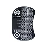 Hoite Mini-Funktastatur mit Trackpad, kleine Multimedia-Tastatur, Handfernbedienung mit wiederaufladbarer Hintergrundbeleuchtung für PC, Laptop, Smart-TV