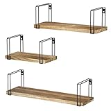 SRIWATANA Wandregal Holz Regal Wand Küchenregal Schweberegal Wandboard 3er Set Bücherregal Hängend , Deko für Küche Kinderzimmer Wohnzimmer Badezimmer, Länge 43/33/23cm