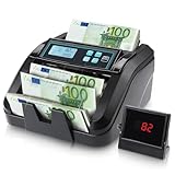 MUNBYN IMC51 Geldzählmaschine, Add+Batch/Value-Modus Geldscheinzähler, UV/MG/IR/MT-Erkennung, nur EUR-Geldzähler, 1100 Blatt/min, LCD-Display, 2 Jahre Garantie Schwarz, Mischbeträge nicht zählbar