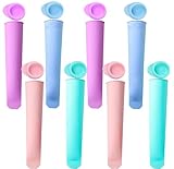 8 Stück Eisformen eis am stiel Silikonform Eistüten Eisformen Wassereis mit Deckel Eisformen Silikon Eistüten wiederverwendbar popsicle Eisform für Wassereis