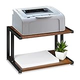 Relaxdays Druckerständer, Schreibtischaufsatz für Drucker, HBT: 28 x 44 x 28 cm, Industrial Design, Dunkelbraun/schwarz