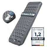 HIKENTURE Isomatte Selbstaufblasend, 13CM Ultradicke Isomatte Camping mit Kissen, Aufblasbare Luftmatratze Kleines Packmaß, Ultraleichte Schlafmatte mit Fußpumpe für Outdoor, Wandern, Zelt - Grau