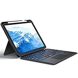 seenda Tastatur Hülle für iPad 10 Generation,7 Farben Beleuchtete Bluetooth Tastatur mit Touchpad & Stifthalter für iPad 10 Gen. 2022 10,9 Zoll,Abnehmbare Tastatur mit QWERTZ Layout, Schwarz
