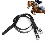 Leder Spornriemen, 2 Stück 50x1,7x0,7cm Schwarze englische Sporenriemen Pferde PU Leder Spornriemen Edelstahlschnalle Gürtelschnallen Pferd Werkzeug Zubehör für Oberschenkel Hohe Stiefel Reiten