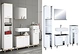 VCM 4-TLG. Komplett Badmöbel Badschrank Bad Unterschrank Hochschrank Set Landos Weiß/Honig-Eiche