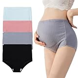 AUTUCAU Umstands-Baumwollunterwäsche, hohe Taille, verstellbare Schwangerschaft, nahtlos, weich, Hipster-Höschen über dem Bauch, 4er-Pack