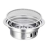 Holzkohlegrill, rund, Edelstahl, koreanischer Holzkohlegrill, antihaftbeschichtet, tragbarer Holzkohlegrill für Outdoor-Camping, BBQ, Holzkohlegrill