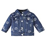 Jacke Mädchen 92 - Mädchen Jeansjacke Langarm Bestickter Stehkragen Lässiger Frühlings und Sommermantel Für Babys Und Kleinkinder Von 6 Monaten Bis 3 Jahren