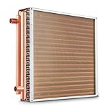 VEVOR Wärmetauscher Wasser-Luft, 50,8 x 50,8 cm mit 3-reihigen 9,53 mm Kupferanschlüssen, 242 Aluminiumlamellen Wärmetauscher für Holzöfen, Heizung und Kühlung im Wohnbereich und Warmluftheizung