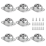 STCRERAG 8 Stück Kugelrollen Möbelrollen Klein Flach Ball Roller Kugellager Transfer Bearing Kohlenstoffstahl Kugelrollenlager Rund Rollen Montiert Lager mit M4*16mm Schrauben für Möbel Förderrolle