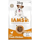 IAMS Hundefutter trocken mit Huhn - Trockenfutter für Erwachsene Hunde ab 1 Jahr, geeignet für kleine & mittelgroße Hunde, 3 kg