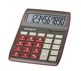 Genie 840 DR 10-stelliger Tischrechner; Dual-Power (Solar Und Batterie); Kompaktes Design; Dunkelrot