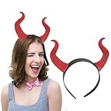 ASVNRES Drachen Teufel Hörner Stirnband Rot Cosplay Horn Haarreifen Gothic Schönheit Halloween Dress Up Haarschmuck Maleficent Frisur für Halloween Party Kostüm Haarschmuck