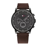 Tommy Hilfiger Multi Zifferblatt Quarz Uhr für Herren mit Dunkel-Braunes Lederarmband - 1791799