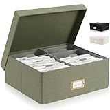 ZICOTO Dekorative Foto-Aufbewahrungsbox – stabiler Leinen-Foto-Organizer mit Trennwänden ist perfekt für bis zu 1700 Bilder und 10 x 15 cm große Fotos – tragbare Scrapbook-Aufbewahrungsbehälter mit