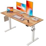 Agilestic Höhenverstellbarer Schreibtisch 120 x 60 cm, Stabiler Schreibtisch Höhenverstellbar Elektrisch mit Memory-Handsteuerung, Ergonomischer Steh-Sitz Tisch Computertisch, Hellbraun