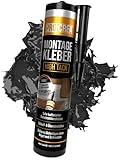 PROCREA® Montagekleber 'High Tack' schwarz [Kleben statt Bohren] Extra Starker Baukleber auf Basis von Acrylatdispersion - Sofortkleber für Sockel, Styropor, Holz uvm. - Made In Germany (300 ml)