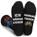 Gemtte Fahrrad Socken Geschenke für Radfahrer, Socken mit Spruch Ich Würde Lieber Fahrrad Fahren, Radsocken für Manner Freund Bruder Jungs