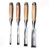 4 Stück Holz Meißel Set,Stechbeitel Rund Gebogen Hohlbeitel Set,CR-V Stahl halbkreisförmige Kante 8mm/12mm/18mm/24mm für DIY Kunsthandwerk,Holzarbeiten