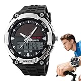 Solarsonnenuhr,Herren Solarbetriebene Armbanduhren - Multifunktion Digitaluhr Mit Datumsanzeige Für Jugendliche Fitness Outdoor Arbeit Sport