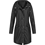 Generisch Regenjacke Damen Wasserdicht Regenmantel Atmungsaktiv Wanderjacke Mit Kapuze Große Größen Übergangsjacke Lange Windbreaker Jacke Reißverschluss Outdoorjacke Frühling Herbst Kapuzenjacke